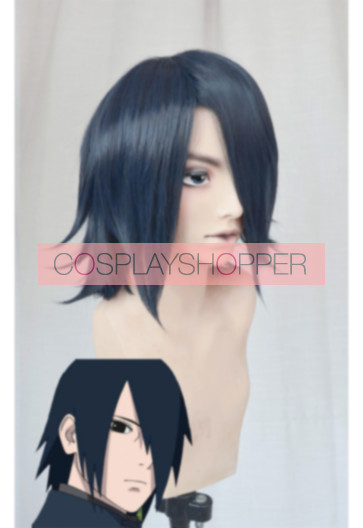 Blue Black 35cm Boruto Sasuke Uchiha Cosplay Wig