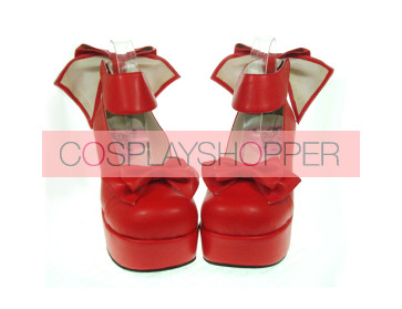 Red 3.1" Heel High Lovely PU Round Toe Cross Straps Platform Women Lolita Shoes