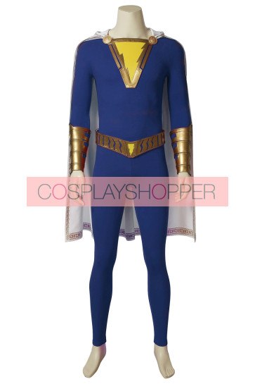 Shazam! Captain Marvel Billy Batson Blue Suit Cosplay Costume