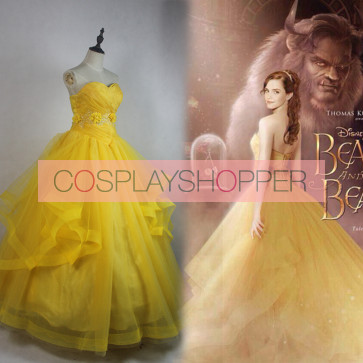 2017 New Movie Beauty and the Beast Belle Dress Cosplay Kostüm Halloween Kostüm