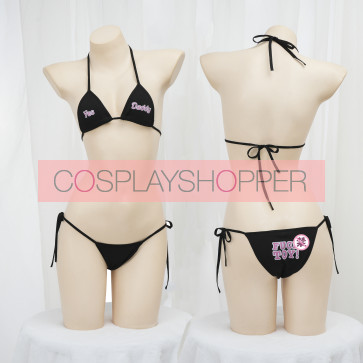 Sexy schwarzes "Yes Daddy"-Schriftzug Bikini-Set