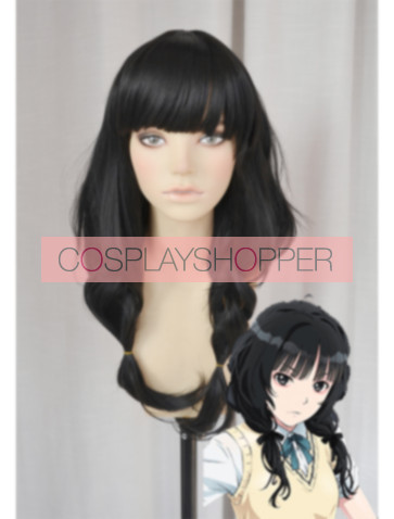 Black 60cm Seiren Ruise Sanjo Cosplay Perücke