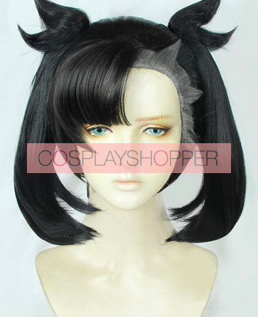 Black and Grey 35cm Pokemon Sword and Shield Marnie Perruque de cosplay