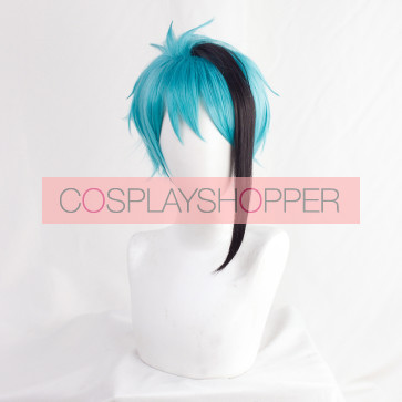 Blue and Black 40cm Disney: Twisted-Wonderland Jade Leech Perruque de cosplay