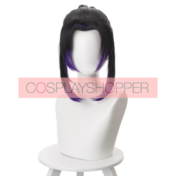 Black and Purple 35cm Demon Slayer: Kimetsu no Yaiba Shinobu Kocho Perruque de cosplay
