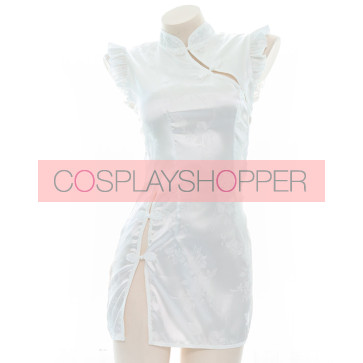 White Sexy Backless Cheongsam