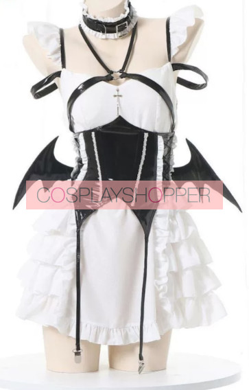 Joli Costume de Maid Diable Blanc