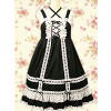 Robe Lolita Classique Noire et Blanche Sans Manches avec Nœud