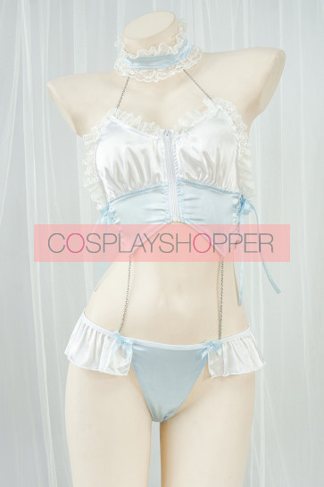 セクシー ブルー レース メイドランジェリー