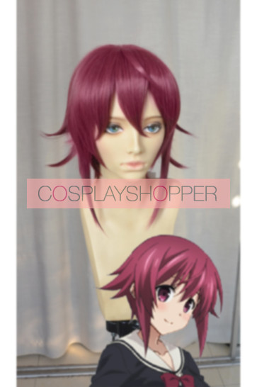 35cm レッド アニメ カオスチャイルド 尾上 世莉架 コスプレ ウィッグ